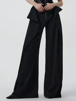 Outlet Plain Zipper Design Pants Pants|Bottoms