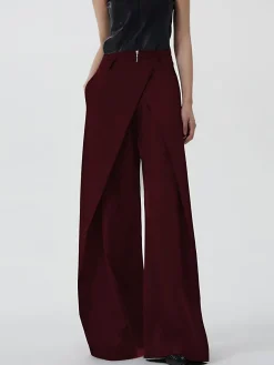 Outlet Plain Zipper Design Pants Pants|Bottoms