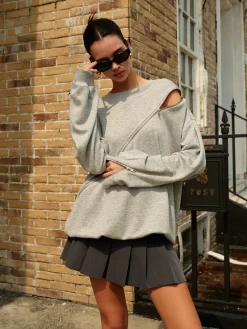 Discount Plain Zipper Loose Sweatshirt Sweatshirts & Hoodies|Tops