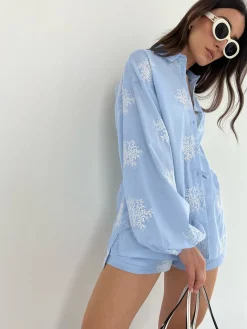Hot Plant Embroidery Casual Shorts Set Shorts Sets|Shorts