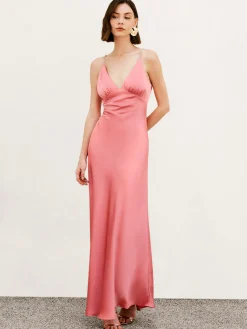 Clearance Pleated Backless Cami Long Dress Cocktail & Party Dresses|Summer Dresses