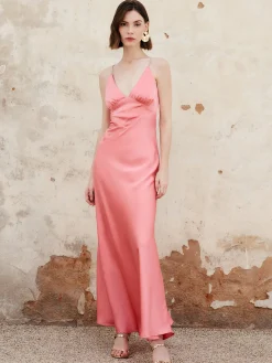 Clearance Pleated Backless Cami Long Dress Cocktail & Party Dresses|Summer Dresses