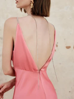 Clearance Pleated Backless Cami Long Dress Cocktail & Party Dresses|Summer Dresses
