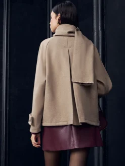 Online Pleated Button Scarf Jacket Outerwear|Jackets
