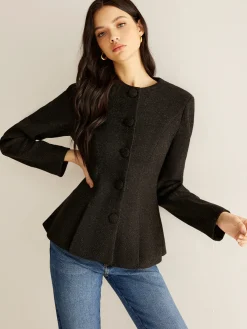 Hot Pleated Button Slim Blazer Without Belt Outerwear|Blazers