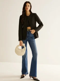 Hot Pleated Button Slim Blazer Without Belt Outerwear|Blazers