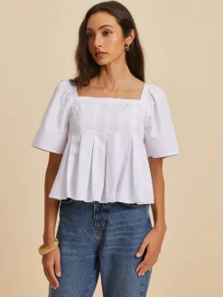 Discount Pleated Crew Neck Blouse Blouses & Shirts|Tops