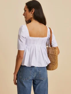 Discount Pleated Crew Neck Blouse Blouses & Shirts|Tops