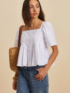 Discount Pleated Crew Neck Blouse Blouses & Shirts|Tops