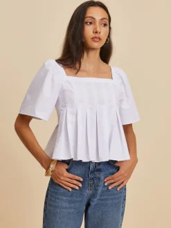 Discount Pleated Crew Neck Blouse Blouses & Shirts|Tops