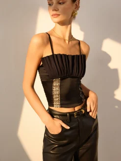 Discount Pleated Crop Cami Top Crop Tops|Tank Tops & Camis