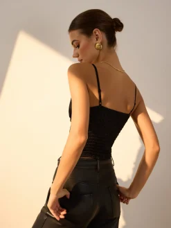 Discount Pleated Crop Cami Top Crop Tops|Tank Tops & Camis