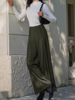 Best Pleated Design Wide-Leg Pants Pants|Bottoms