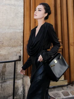 Clearance Pleated Drape Neck Shirt T-shirts|Tops