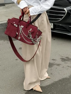 Sale Pleated Draped Baggy Pants Without Belt Wide Leg|Pants