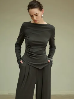 Outlet Pleated Draped Jersey Pants Pants|Matching Sets