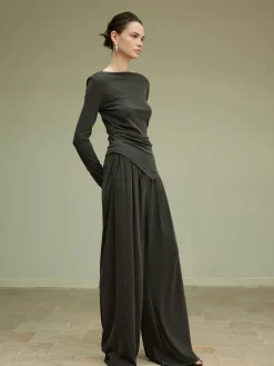 Outlet Pleated Draped Jersey Pants Pants|Matching Sets