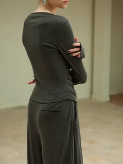 Outlet Pleated Draped Jersey Pants Pants|Matching Sets