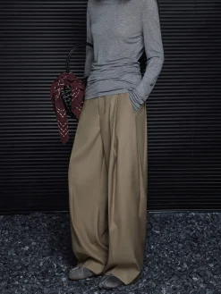 Outlet Pleated Draped Pants Without Belt Pants|Bottoms