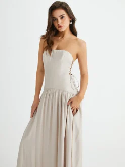 Clearance Pleated Drawstring Pockets Long Dress Vacation Dresses|Summer Dresses