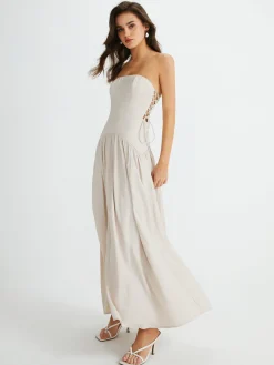 Clearance Pleated Drawstring Pockets Long Dress Vacation Dresses|Summer Dresses