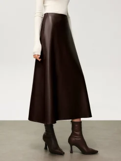 Clearance Pleated Faux Leather Midi Skirt Skirts|Bottoms