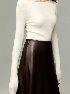 Clearance Pleated Faux Leather Midi Skirt Skirts|Bottoms