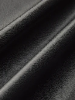 Pleated Faux Leather Panel Dress Black Dresses|Casual Dresses