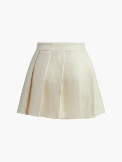 Discount Pleated Front Button Zipper Strapless Skirt Set Skirt Sets|Long Sleeve Sets