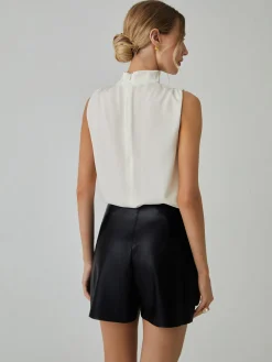 Sale Pleated High Neck Sleeveless Blouse Blouses & Shirts|Tops