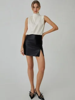Sale Pleated High Neck Sleeveless Blouse Blouses & Shirts|Tops