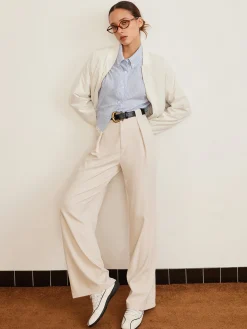 New Pleated High-Waist Belted Pants Pants|Bottoms
