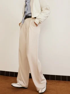 New Pleated High-Waist Belted Pants Pants|Bottoms