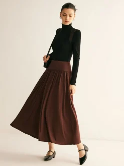 Sale Pleated Jersey Midi Skirt Skirts|Bottoms