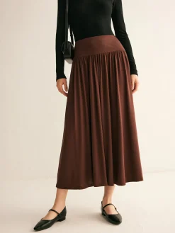 Sale Pleated Jersey Midi Skirt Skirts|Bottoms