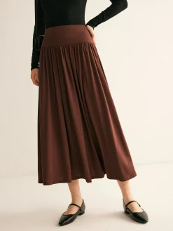 Sale Pleated Jersey Midi Skirt Skirts|Bottoms