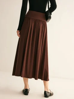 Sale Pleated Jersey Midi Skirt Skirts|Bottoms