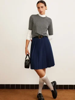 Hot Pleated Midi Skirt With Belt Skirts|Bottoms