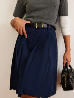 Hot Pleated Midi Skirt With Belt Skirts|Bottoms