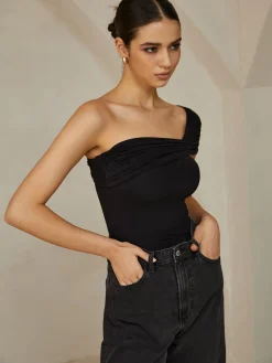 Outlet Pleated One Shoulder T-Shirt T-shirts|Tops