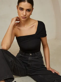 Outlet Pleated One Shoulder T-Shirt T-shirts|Tops