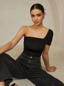 Outlet Pleated One Shoulder T-Shirt T-shirts|Tops