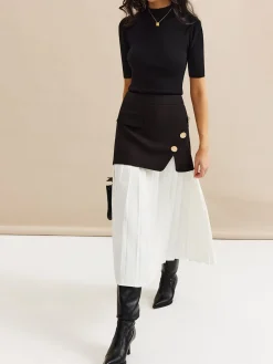 Best Pleated Panel Midi Skirt Skirts|Bottoms