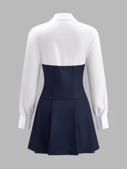 Pleated Panel Polo Dress Casual Dresses|Work Dresses