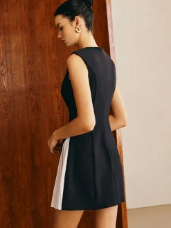 Sale Pleated Panel Tank Dress White Dresses|Casual Dresses