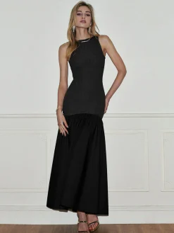 Best Pleated Panel Tank Long Dress Cocktail & Party Dresses|Summer Dresses