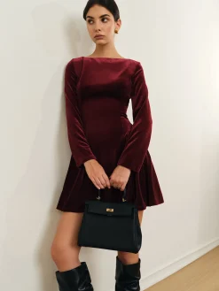 New Pleated Panel Velvet Dress Casual Dresses|Work Dresses