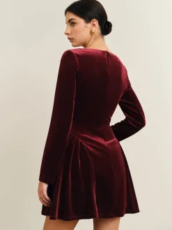 New Pleated Panel Velvet Dress Casual Dresses|Work Dresses