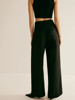Pleated Patchwork Wide-Leg Pants Pants|Bottoms