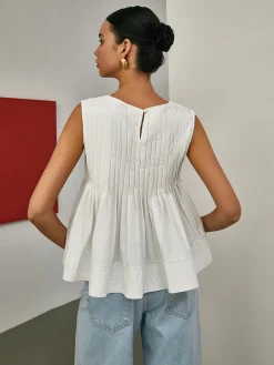 Discount Pleated Peplum Sleeveless Blouse Blouses & Shirts|Tops
